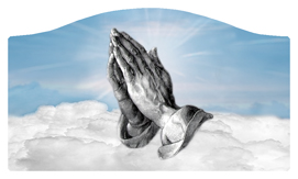 DASHELL-103-BL Praying Hands Clouds Blue